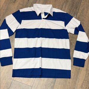 NWOT Sport-Tek Men's Long Sleeve Striped Shirt - Blue and White 100% Cotton